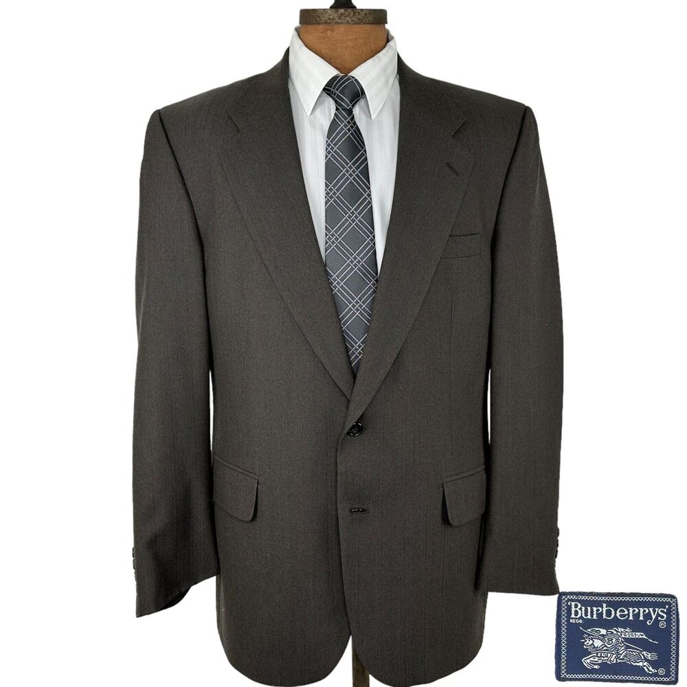 44R BURBERRY Vintage Men's Blazer 100% Wool Suit Jacket Coat Brown Union Made